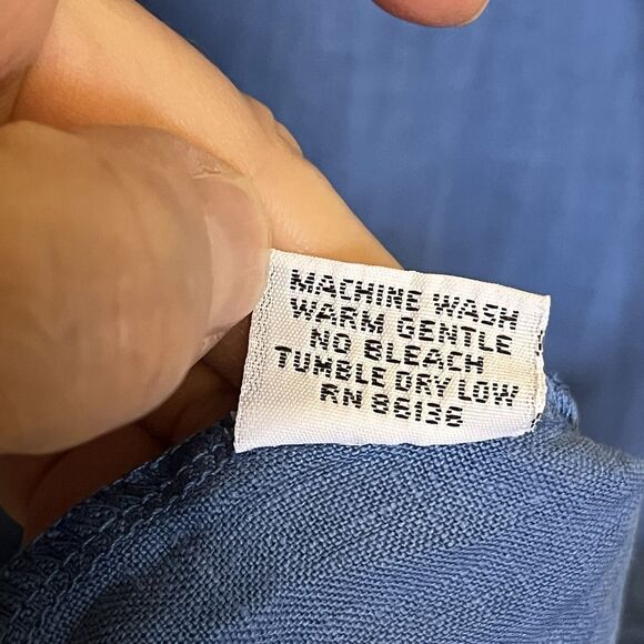 Bryn Walker Womens Linen Tunic Tank Dress Size L Elastic Hem Lagenlook Blue - Picture 8 of 14